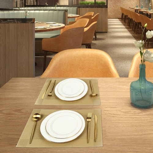 DACHUI Placemats Set of 8, Stylish Woven Place Mats, Washable & Durable - color: Gold, size: 8PCS