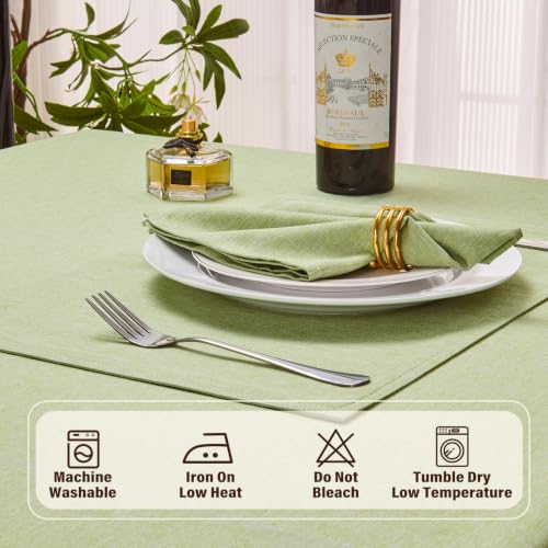 Mint Green 17x17 Polyester Linen Farmhouse Cloth Napkins Set of 8 | Waterproof, Stain Resistant, Shrink Proof, Washable, fabric, Outdoor, Reusable, Dining, Wedding, Kitchen, Party, Birthday - color: Mint Green