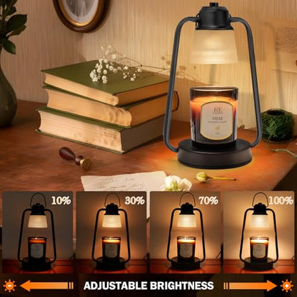 Candle Warmer Lamp with Timer and Dimmer for Scented Jar Candles | Metal candle warmer with 4 brightness levels, 2/4/8-hour timer and one 50W bulb for bedrooms, offices and living rooms - color: Candle Warmer Lamp