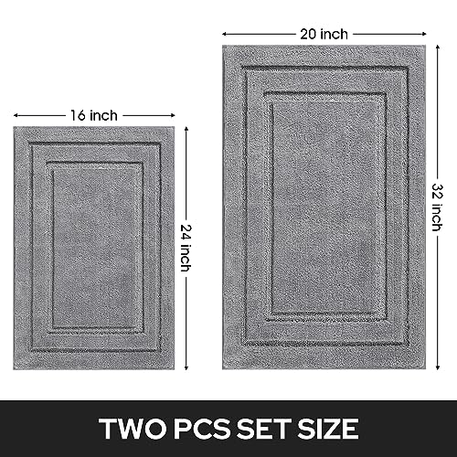 HOMEIDEAS Bathroom Rugs Sets 2 Piece, Super Soft and Absorbent Non Slip Microfiber Machine Washable Bath Mat Set (20" x 32" + 16" x 24", Grey) - color: Loop- Grey, size: 1'4" x 2'8" (16"x24"+20"x32")