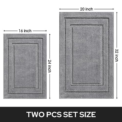 HOMEIDEAS Bathroom Rugs Sets 2 Piece, Super Soft and Absorbent Non Slip Microfiber Machine Washable Bath Mat Set (20" x 32" + 16" x 24", Grey) - color: Loop- Grey, size: 1'4" x 2'8" (16"x24"+20"x32")