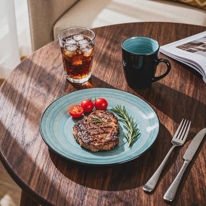 Stoneware Sonoma 56pc Dinnerware Set, Black + Speckled Spin Wash Turquoise - color: Turquoise