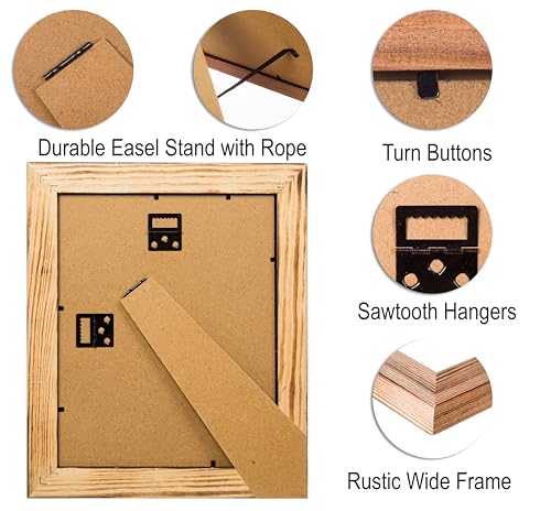 Rustic Wooden Square Picture Frames 4x4 - Set of 2-100% Natural Solid Eco Wood with Real Glass for Wall Mounting and Tabletop Display Unfinished Photo Frame - color: Natural