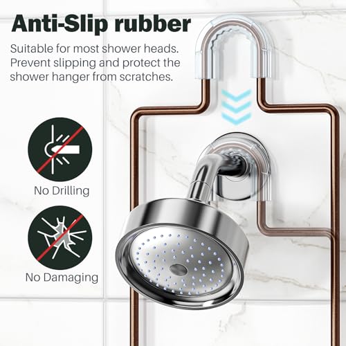 Epicano Shower Caddy Hanging Over Head, Bronze | Rustproof,4 Hooks for Towels,Sponge and & Bathroom Accessories,Anti-Swing Suction Cups & Adhesive hooks - color: Bronze