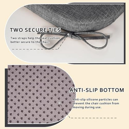 ELFJOY Non-Slip Chair Cushions for Dining Chairs Dark Grey 16.7"x16" | 4 Pack, with Ties and Washable Cover, U Shape, Breathable Fabric, for Kitchen Dining Office Folding Chairs，Comfortable - color: Dark Grey