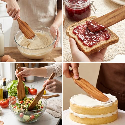 3 Pack Skinny Wooden Spurtle Set for Sourdough Starter Kit Accessories | Teak Wood Jar Spatula Sourdough Bread Baking Supplies Gift Spurtles Kitchen Tools Stirring Stick Spoon Dough Whisk Scraper - size: 3 Pieces