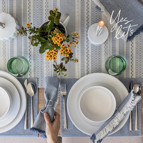 over&back Rim Dinnerware Set - Stoneware Dishes - Comes with 4 Dinner Plates, Salad Plates, Cereal Bowls, and Dinner Bowls - 16-Piece All-Occasion Place Settings - Serves Four - Semi-Matte White - color: White, size: Dinner Set | 16 Pieces