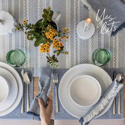 over&back Rim Dinnerware Set - Stoneware Dishes - Comes with 4 Dinner Plates, Salad Plates, Cereal Bowls, and Dinner Bowls - 16-Piece All-Occasion Place Settings - Serves Four - Semi-Matte White - color: White, size: Dinner Set | 16 Pieces