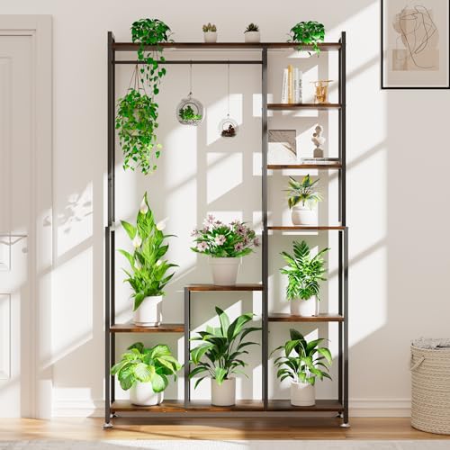 CODACE Plant Stand Indoor with Grow Light - 71 Inches Tall Plant Shelf | 8 Tiered Large Metal Plant Stand, Square Stand Plant Stand Display Shelf for Corner, Living Room, Balcony, Garden