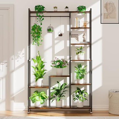 CODACE Plant Stand Indoor with Grow Light - 71 Inches Tall Plant Shelf | 8 Tiered Large Metal Plant Stand, Square Stand Plant Stand Display Shelf for Corner, Living Room, Balcony, Garden