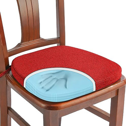 SINOSSO 1 Pack Memory Foam Chair Cushions for Dining Chair, Friendly Woven Fabric 16" U-Shape Comfortable Kitchen Chair Pad, Removable Slip Resistant Seat Cushion (1 Piece, Red) - color: Bright Red