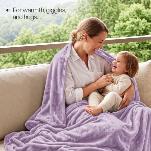 Utopia Bedding Lilac Fleece Blanket Queen Size Fuzzy Soft Anti-Static Microfiber Bed Blanket (90x90 Inch) - color: Lilac, size: Queen (90x90 Inch)