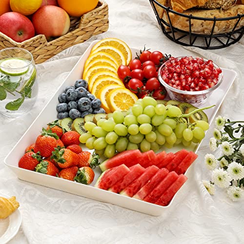4-Pack Plastic 16" x 11" Large White Serving Trays Set - Reusable Serving Platters for Cookie, Appetizer, Charcuterie, Snack, Dessert, Party Food Display - Stackable Kitchen CounterTop Tray, BPA Free - size: 4 Pack - 16" x 11"