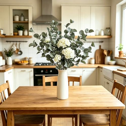 4PCS 22.2Inch Faux Greenery Eucalyptus Stems Plant for Vase(Grey-blue) | soft thin-styrofoam nice-touch natural look easy to adjust suitable for various vases without any maintenance - color: Grey-blue