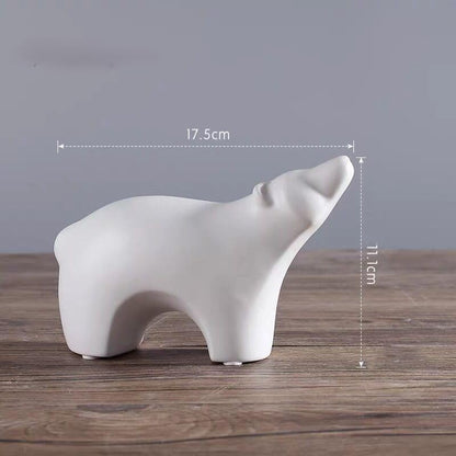 Modern Ceramic Bear Figurines, Black and White, Set of 2, Home Decor Sculptures (Middle)