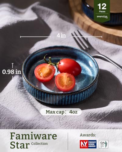 famiware Ceramic Soy Sauce Dish, 4oz Dipping Bowls Set of 12, Nebulas Blue | Individual Dip Sauce Cups/Dishes/Plates, Small Serving Bowls for Side Dishes, Condiments, Sushi, Appetizers, Reactive Glaze - color: Nebulas Blue, size: 12pcs