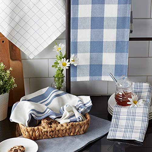 DII Basic Kitchen Large Cotton Dishtowel Set of 5, 18x28, Stonewash Blue - color: Stonewash Blue