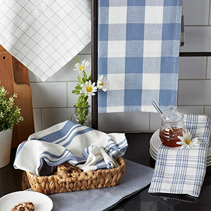 DII Basic Kitchen Large Cotton Dishtowel Set of 5, 18x28, Stonewash Blue - color: Stonewash Blue