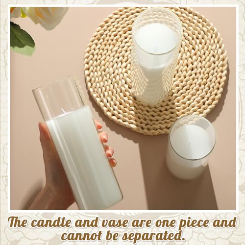 36 Pcs Pillar Candles and Glass Cylinder Vases Tall Cylinder Holders for Pillar Candles Wedding Centerpieces, Total 18 Sets(Clear,White) - color: Clear,white