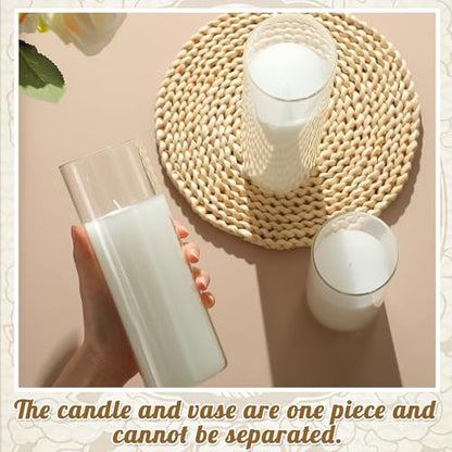36 Pcs Pillar Candles and Glass Cylinder Vases Tall Cylinder Holders for Pillar Candles Wedding Centerpieces, Total 18 Sets(Clear,White) - color: Clear,white