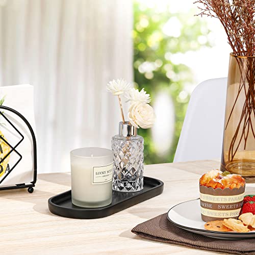 Luxspire 10" Oval Bathroom Tray for Countertop Organizer, Matte Black | S, non-slip waterproof resin, easy wipe clean, fits bath kitchen vanity, holds jewelry toiletries soap - color: Matte Black, style: Small