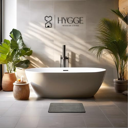 Diatomaceous Earth Stone Bath Mat - Ash Tile | Modern Fast Dry Bathroom Floor Shower Mat, Quick Drying Premium Luxury Diatomite Spa Stone Gift, Non-Slip Base, 23.6" x 15.4" - color: Ash Tile