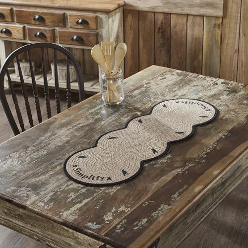VHC Brands Raven Harvest Simplify Stencil Table Runner 12x36 Braided Cotton, Kitchen Dining Table Holiday Decoration, Decor for Fall and Thanksgiving - size: 12x36, style: Harvest Raven