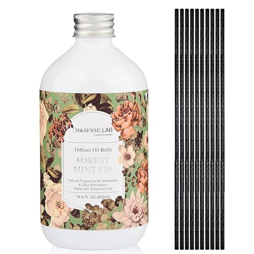 M&SENSE Reed Diffuser Set, Forest Mint Fir, 17oz Natural Essential Oil | Non-Toxic Organic, Long-Lasting Fragrance, Ideal for Living Room, Lounge Area, Gifts for Women - color: Forest Mint Fir