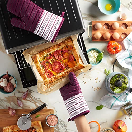 KitchenAid Albany Oven Mitt 2-Pack Set, Beet, 7"x13" - color: Beet
