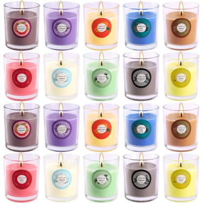 20 Pack Strong Scented Candles Gift Set with 10 Fragrances for Home and Women, Aromatherapy Soy Wax Glass Jar Candle - color: 20PackRainbow