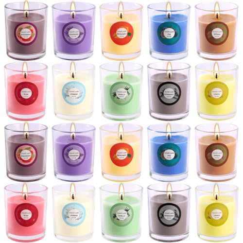 20 Pack Strong Scented Candles Gift Set with 10 Fragrances for Home and Women, Aromatherapy Soy Wax Glass Jar Candle - color: 20PackRainbow