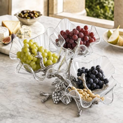 Arthur Court Grape 3-Tier Acrylic Bowl Stand - Elegant Serving Solution for Parties - 9.5 x 12 Inches