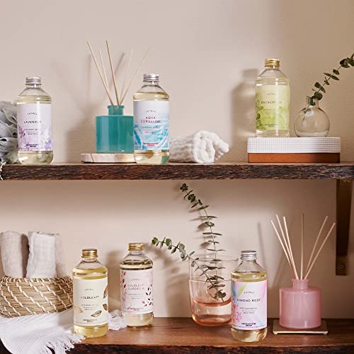 Thymes Reed Diffuser Oil Refill – Fragrance Oil for Diffuser Refill – Flameless Home Fragrance Products – Home Luxury Scents with Notes of Jasmine, Rose, Hyacinth, & Oak Moss (Goldleaf, 7.75 fl oz)