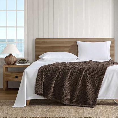 Nautica - Sherpa Throw Blanket, 50" x 60", Reversible & Soft Blanket for Couch or Bed, Cozy Bedding for Year Round (Declan Brown) - color: Declan Brown
