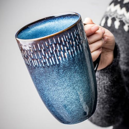 Large Ceramics Coffee Mugs,21 OZ,Large Handle Design,Extra Large Tea and Coffee Cup for Office and Home，Microwave And Dishwasher Safe(Color:21 oz blue) - color: 21 oz blue