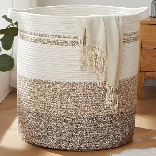 OIAHOMY 120L Laundry Baskets Hamper with Handles, Decorative Basket for Living room, Woven Storage Basket for Toys Bin,Pillows, Blankets, Clothes-20x22.5in-Gradient Yellow | Tall Dirty Clothes Hamper with Handle,Blanket Basket,Decorative Basket for Living