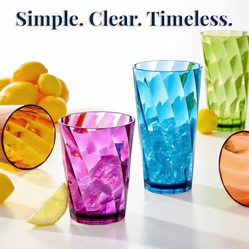 US Acrylic Optix Plastic Reusable Drinking Glasses (Set of 16) 14oz Rocks & 20oz Water Cups in Jewel Tone Colors | BPA-Free Tumblers, Made in USA | Top-Rack Dishwasher Safe - size: 14 ounces/20 ounces