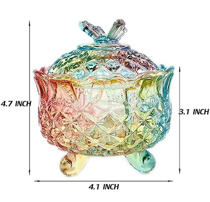 Colorful Crystal Glass Candy Snack Barrel Storage Jar Embossed Luxury Cookie Buffet Canister With Lids Jewelry Box Jar Biscuit Containers - color: Butterfly