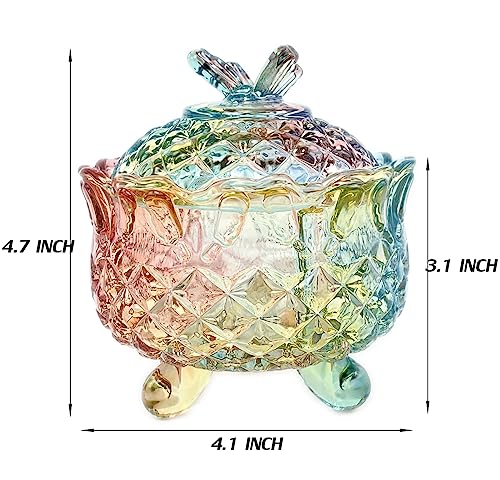 Colorful Crystal Glass Candy Snack Barrel Storage Jar Embossed Luxury Cookie Buffet Canister With Lids Jewelry Box Jar Biscuit Containers - color: Butterfly