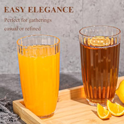 Acrylic Clear Highball Plastic Cups | Plastic Reusable Tumblers 20oz (Set of 6) | Stackable | BPA-free Tumblers | Shatterproof | Top-rack Dishwasher Safe - color: Transparent, size: 20 Ounces