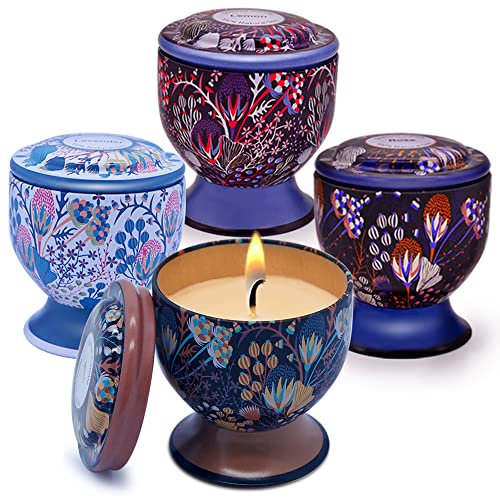 Scented Candles Gift Set for Home Women Soy Wax Aromatherapy Candles, Lavender, Mint, Lemon and Rose Fragranes, 4.0oz, 4 Packs