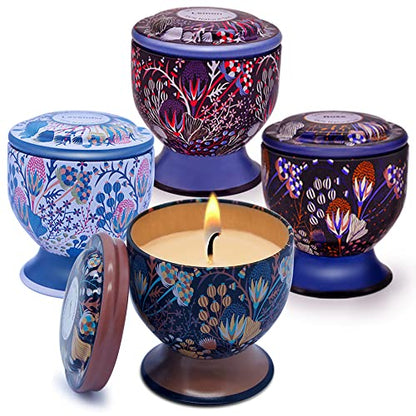 Scented Candles Gift Set for Home Women Soy Wax Aromatherapy Candles, Lavender, Mint, Lemon and Rose Fragranes, 4.0oz, 4 Packs