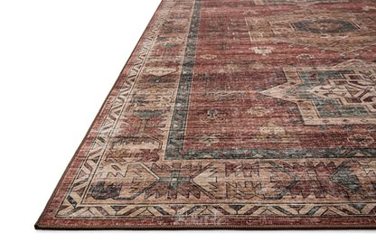 Loloi Anniston Spice/Multi 2'-3" x 3'-9" Accent Rug | ANS-04 Machine Washable Printed Approx. 2x4 Red Entryway Kitchen, Traditional, Distressed, Accent Rug - color: Spice / Multi, size: 2'3" x 3'9" (Rectangular)