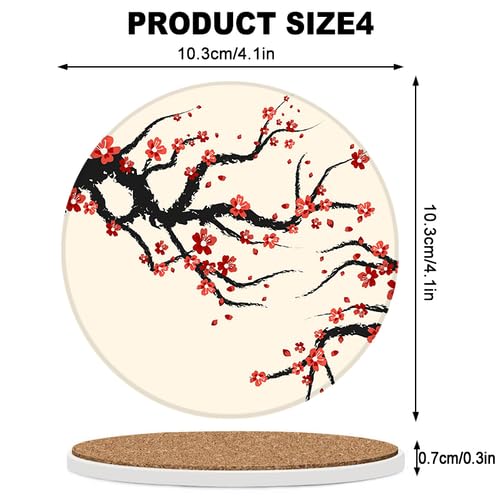 Ceramic Coasters Set of 6 Absorbent Stone Drink Coasters with Holder,Non-Slip Cork Backing, Coasters for Coffee Table,Desk & Home Decor