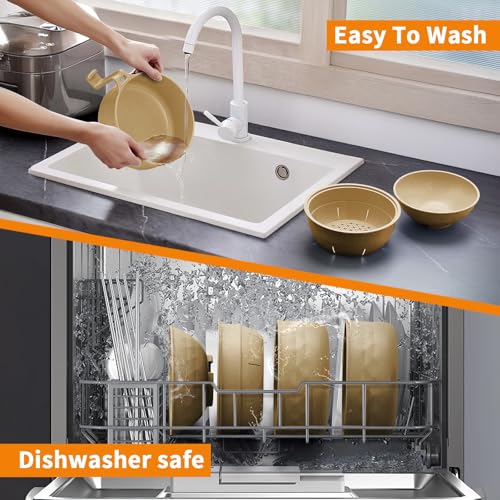 Ramen Cooker,32oz Ramen Bowl Set,Microwave Ramen Bowl, Microwave Bowl with Lid, Portable Noodle Bowls,for Home Office Dorm Room College gift (Khaki) - color: Khaki