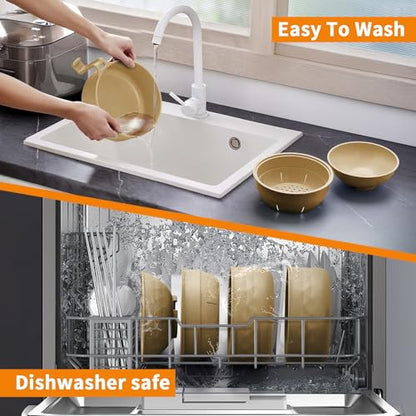 Ramen Cooker,32oz Ramen Bowl Set,Microwave Ramen Bowl, Microwave Bowl with Lid, Portable Noodle Bowls,for Home Office Dorm Room College gift (Khaki) - color: Khaki