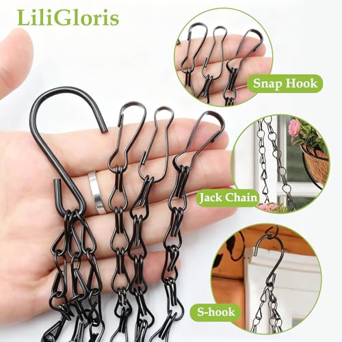 5 Pack 22 Inch Adjustable Hanging Plant Chains with Clips Hooks Black Metal Replacement Chains for Flower Pots Bird Feeders Baskets Lanterns Wind Chimes Indoor Outdoor Use - size: 22in