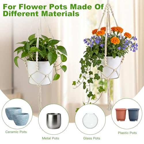 Oligei 2 Pack Macrame Plant Hanger, 34"/41" Hanging Planters for Indoor Plants, Strong Hanging Planter Holder with 2 Hooks (Pots Not Included)