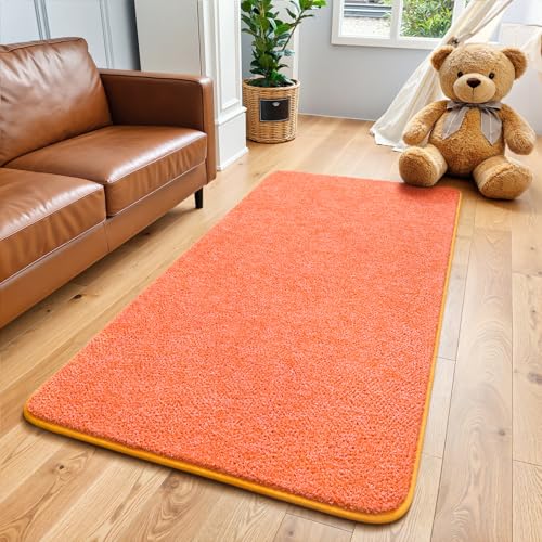 Keeko 2x4 Area Rugs for Living Room,Soft Washable Memory Foam Bedroom Rug | Indoor Throw Rug Low Pile Minimalist Non Slip Carpet for Kids Nursery Classroom Dorm Room Home Decor Orange and White - color: Orange-white, size: 2' X 4' (Rectangular)