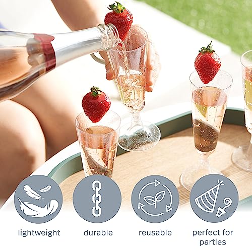 MATANA 50 Plastic Champagne Flutes 5oz with Silver Glitter - Sturdy & Reusable - Cocktails, Prosecco, Mimosa - Toasting Glasses for Birthdays, Weddings, Christmas, BBQ & Parties - color: Silver Glitter, size: 50 Pack